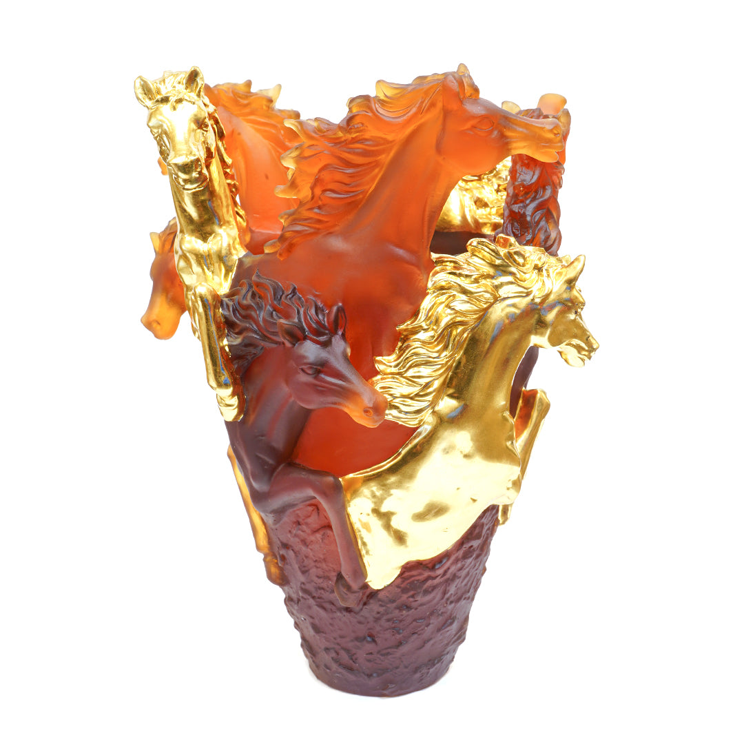HORSE BURNER GOLD & AMBER COLOR 25CM MABKHARA - carnelistyle