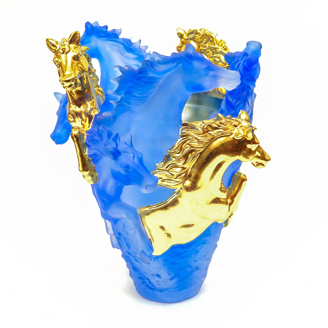HORSE BURNER WITH GOLD & BLUE COLOR 15CM MABKHARA - carnelistyle