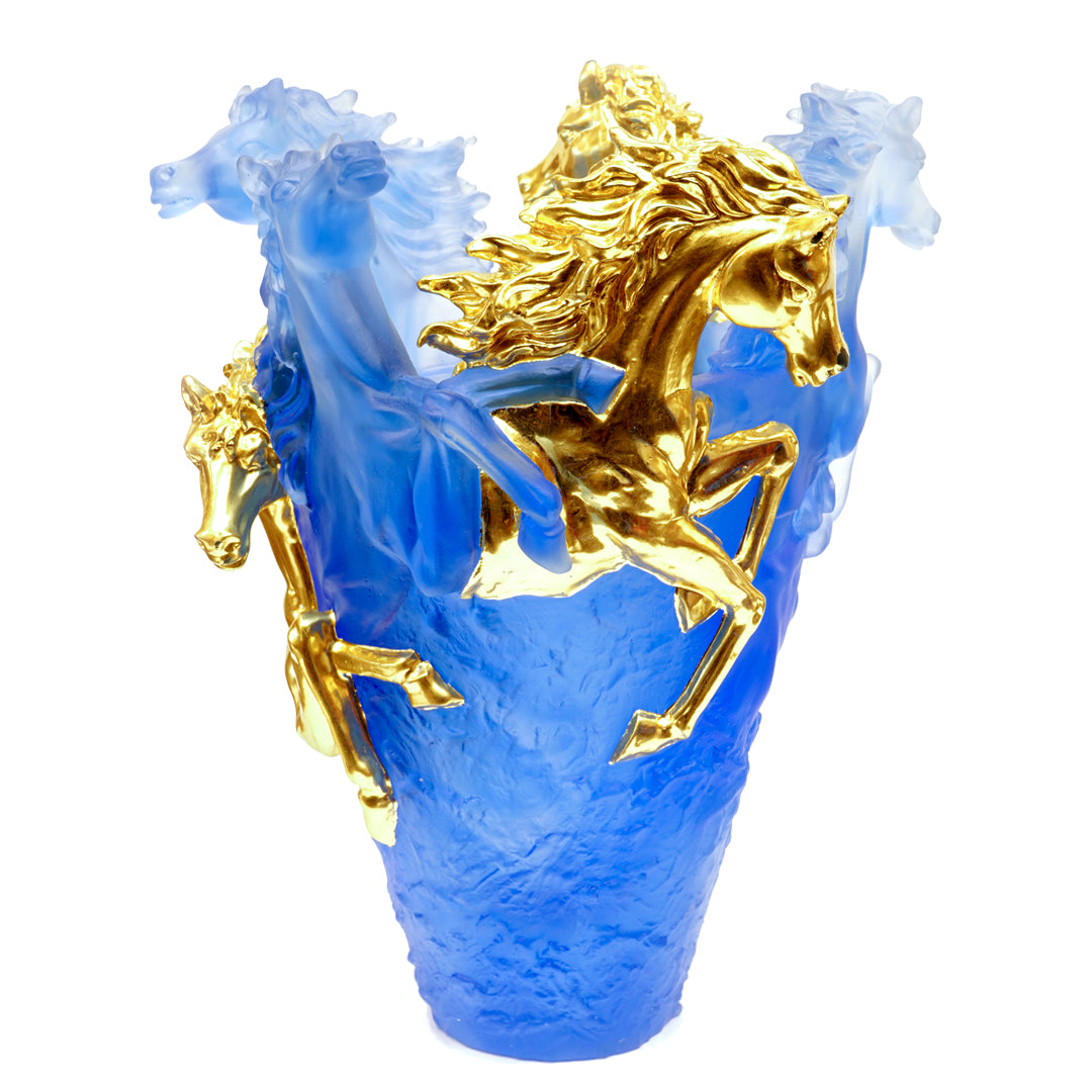 HORSE BURNER BLUE & GOLD COLOR 25CM MABKHARA - carnelistyle